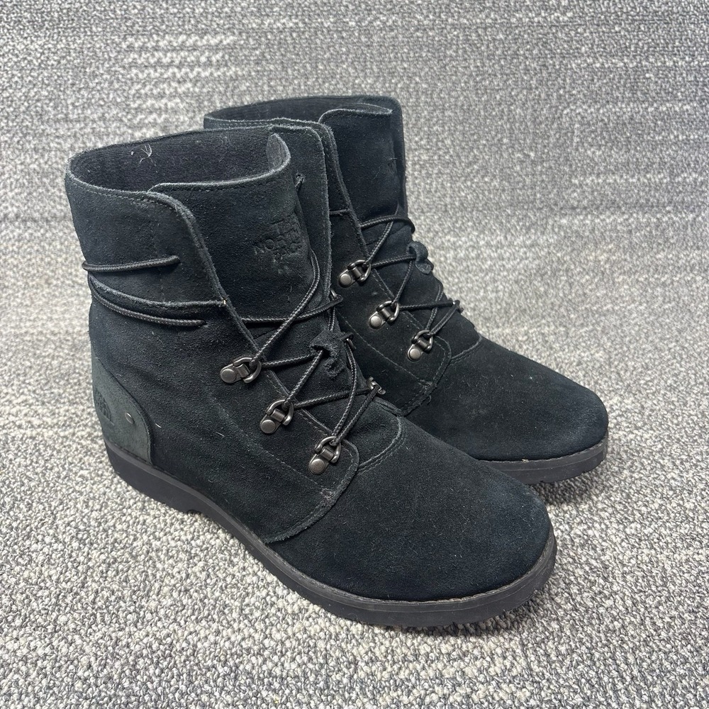 The North Face Ballard Lace II Black Suede Winter Boots Women's Size 9 - Picture 2 of 8